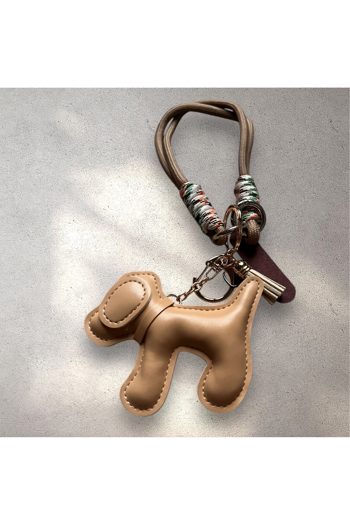 MILKY BROWN DOG BAG CHARM
