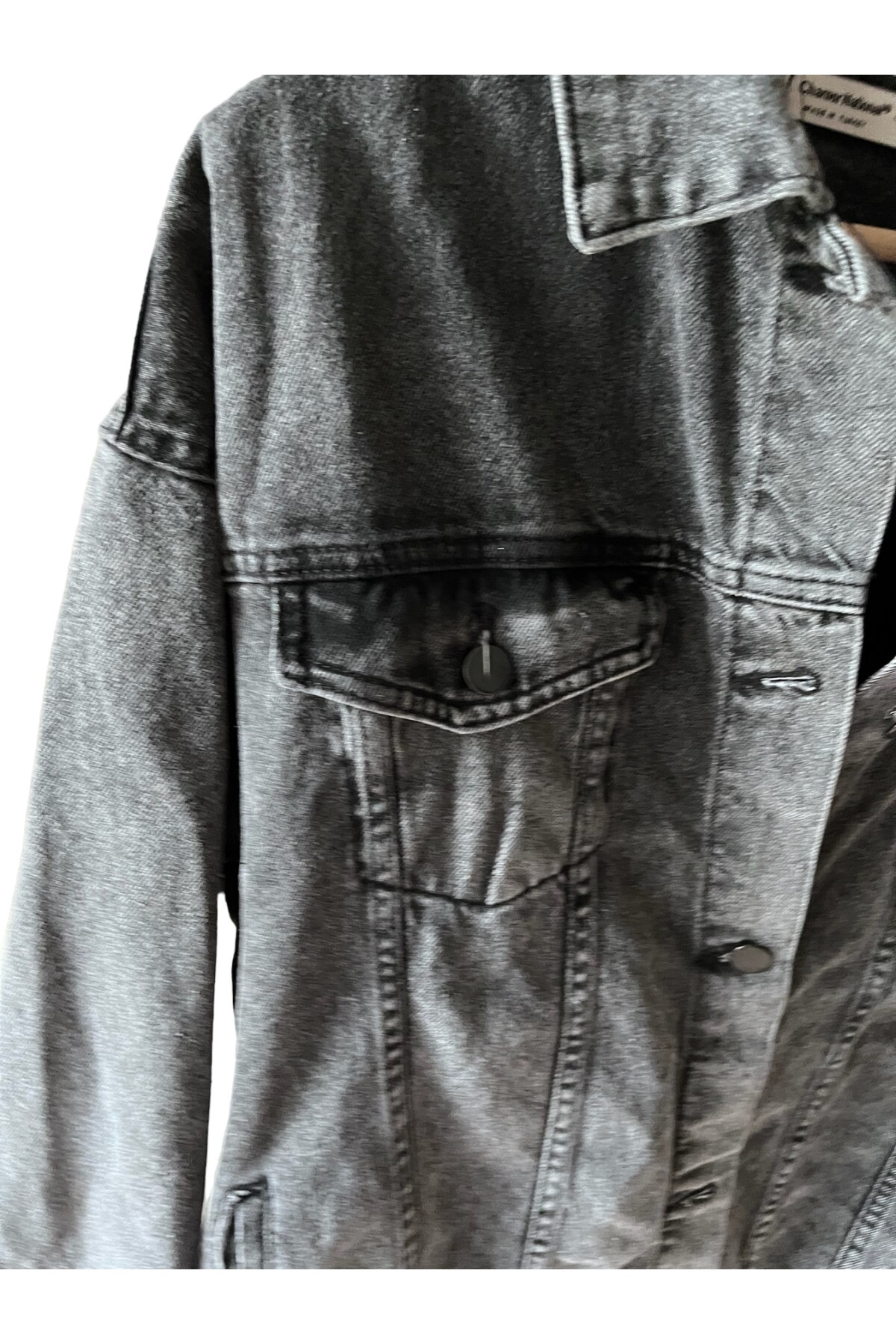 Taşlama yıkamalı sırt detaylı denim ceket