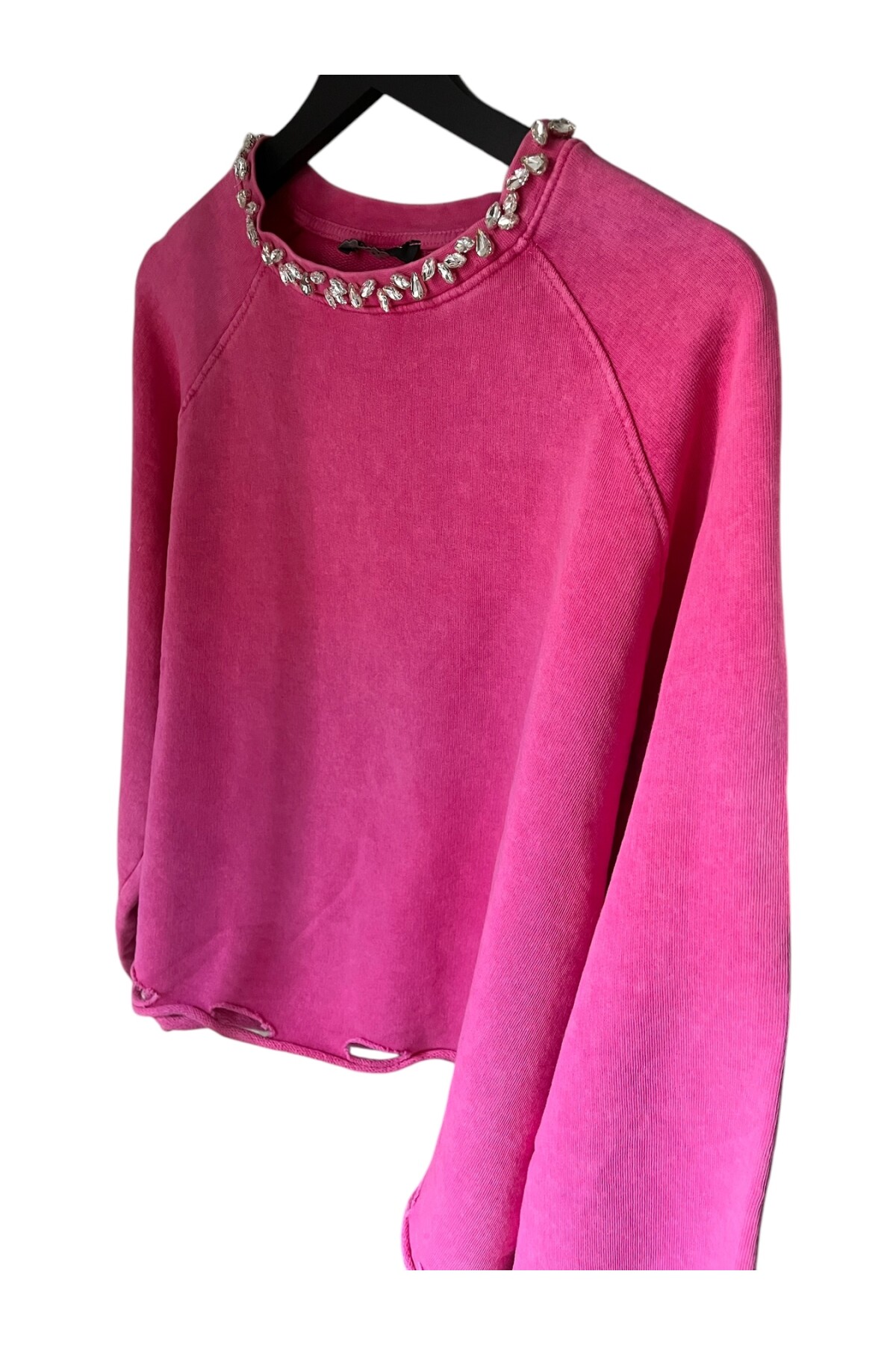 TAŞLI DISTRESSED PINK SWEATSHIRT