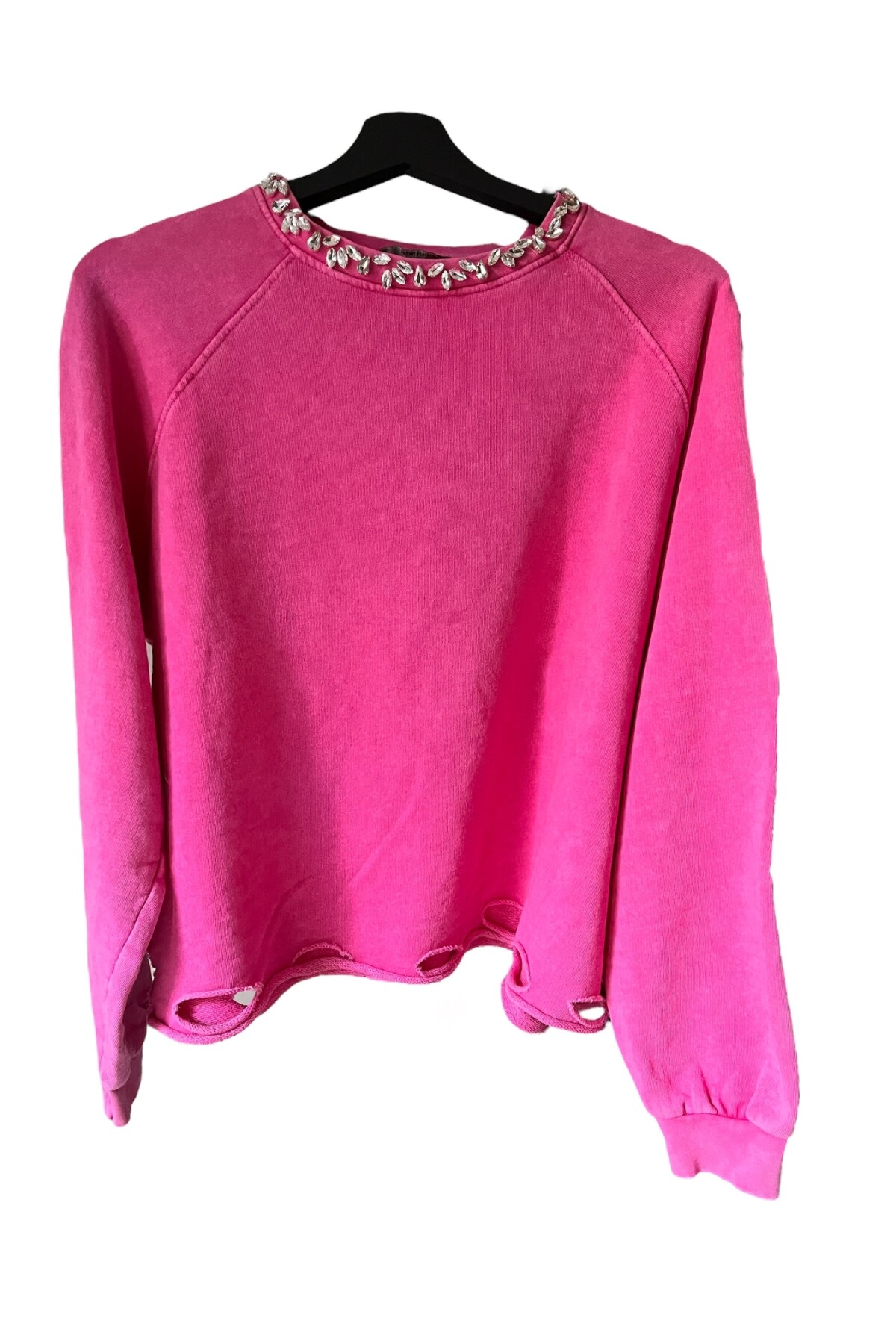 TAŞLI DISTRESSED PINK SWEATSHIRT