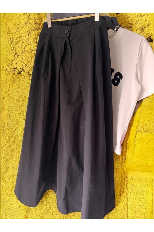 SİYAH A KESİM POPLİN ETEK l Premium