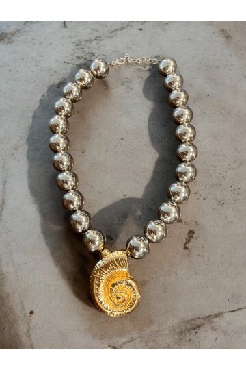 GOLD SILVER DENİZ KABUĞU KOLYE