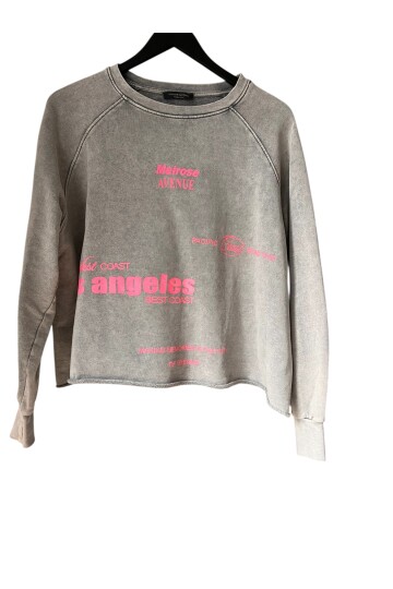 PINK NEON YAZILI GRİ SWEATSHIRT