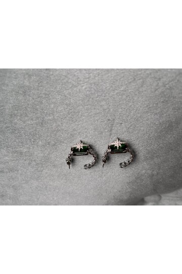 YEŞİL TAŞLI HALKA KÜPE