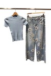 FLORAL  WIDE LEG DENIM PANTOLON l Limited Edition