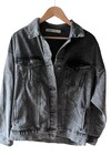 Taşlama yıkamalı sırt detaylı denim ceket