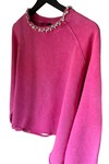 TAŞLI DISTRESSED PINK SWEATSHIRT