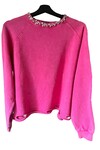 TAŞLI DISTRESSED PINK SWEATSHIRT